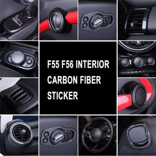 Carbon fiber pattern Interior Refit Wheel Steering Decorative Air Outlet Frame Sticker Complete set for Mini Cooper One F55 F56