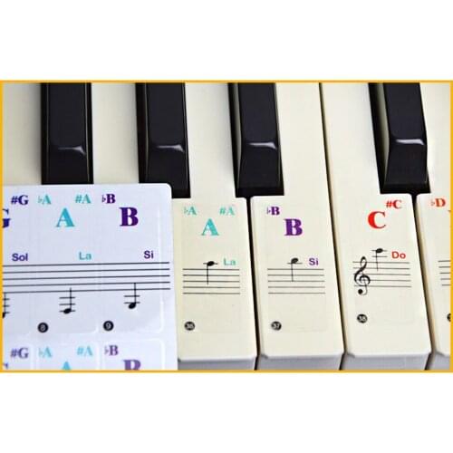 Clear Electronic Keyboard Piano Key Sticker for 54/61/88 Keys Colorful Durable