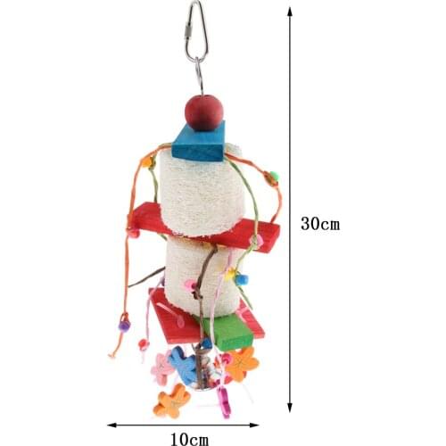 Bird Swing Chew Wooden Loofah Toy Parrot Cage Toy for Cockatiel Budgie
