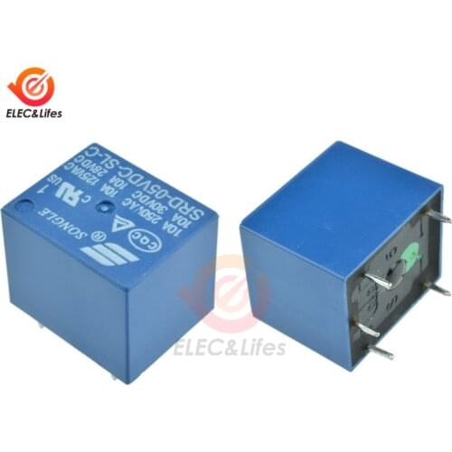 5Pcs 5V DC Power Relay Module SRD-05VDC-SL-C T73-5V SRD-5VDC-SL-C 5Pin Relay PCB Type