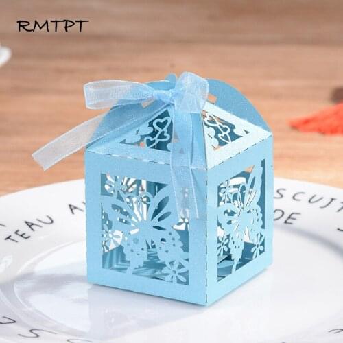 RMTPT 2018 New 50pcs/lot Butterfly Style Laser Cut Gift Candy Boxes Wedding Party Favors gift Boxes wedding candy box party supp