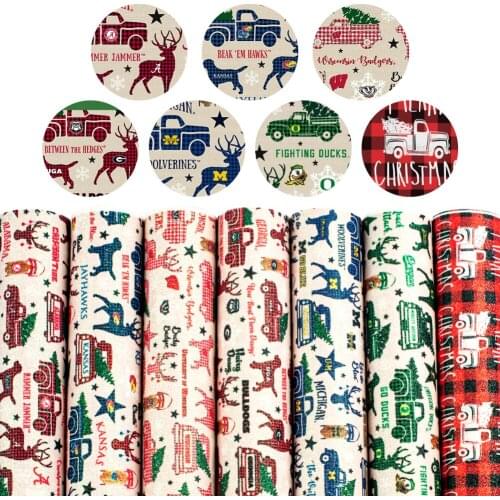 Christmas Printing Thin Glitter Leather 30*22 cm Rolls Synthetic Faux Hairbow Fabric DIY Accessories Synthetic Leathe