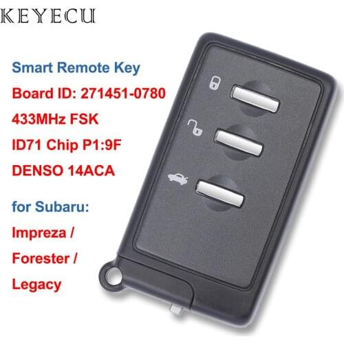 Keyecu Smart Remote Car Key Fob 3 Buttons 433MHz ID71 for Subaru Forester Impreza Legacy 271451-0780 88835AG010
