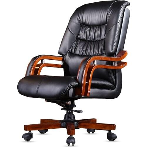 New Modern Computer Chair Home Simple Modern Swivel Chair Solid Wood Office Chair Lift Back Student Study Boss Chair Leather
