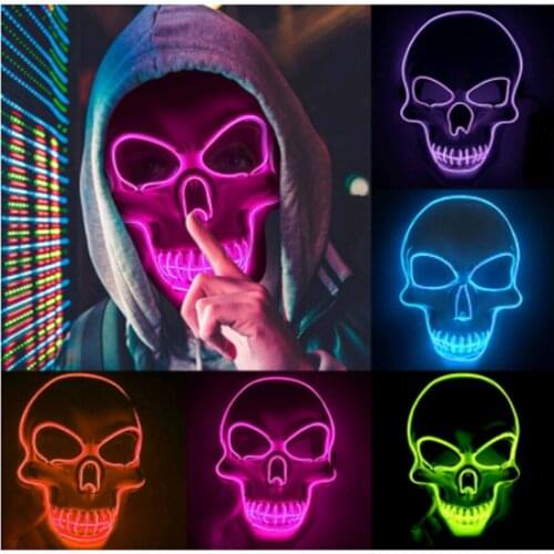 Halloween LED glowing horror skull mask Holiday party role playing unisex horror dress up accessories halloween light up mask