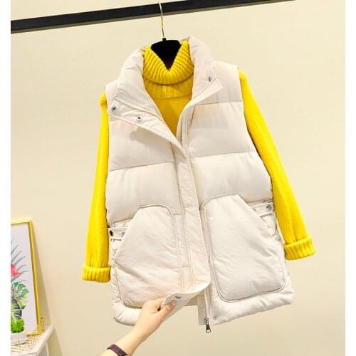 Lamb Hair Short Down Cotton Vest Womens 2020 Winter New Shiny Stand Collar Waist Slim Waistcoat Thick Coat