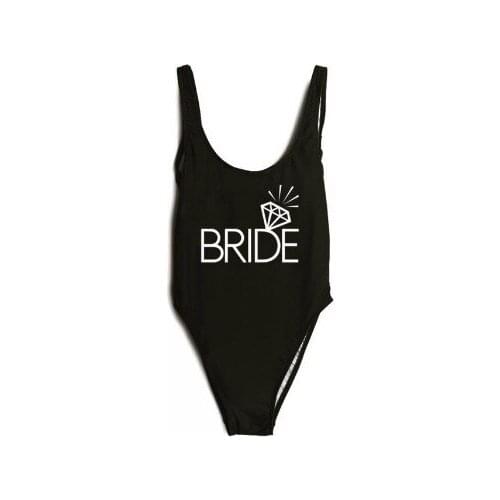 WackDaria sexy one piece letter BRIDE/TEAM BRIDE diamond printed women swimsuit swimwear maillot de bian femma sexy swimsuit