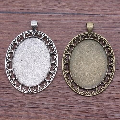 WYSIWYG 3pcs 30x40mm Inner Size Vintage Antique Bronze Antique Silver Color Metal Alloy Cameo Cabochon Base Setting