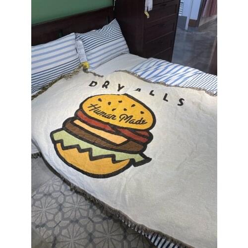 Japanese Human made hamburger Sofa Blankets Bed Nap Travel Blankets Cover Carpet Rug Throw Knitted Blanket