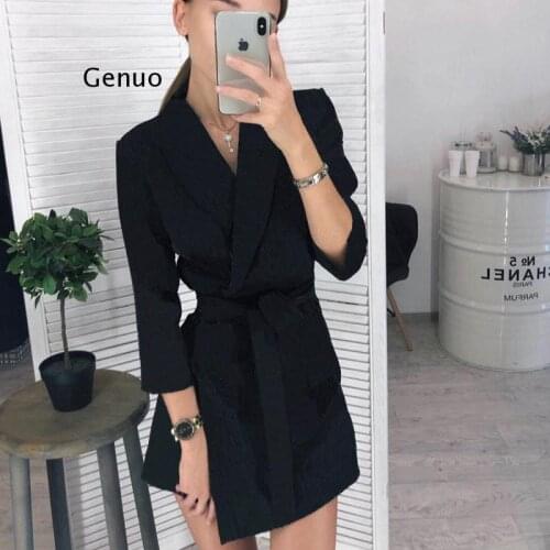 Women Vintage Sashes A-line Party Mini Dress Long Sleeve Notched Collar Solid Casual Elegant Dress Winter New Fashion Dress