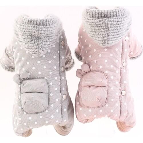 Winter Dog Clothes Cute Dots Pets Clothing Warm Dog Jumpsuit Coat Jacket Poodle Bichon Pomeranian Schnauzer Dog Costume Apparel