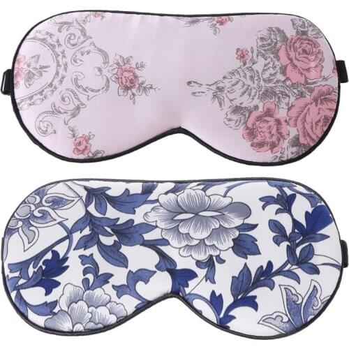 1PC New Silk Sleep Eye Mask Floral Print Sleeping Travel Eyewear Masks Bandage