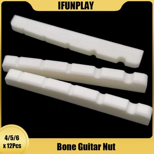 12/80pcs 4 String Bass Guitar Bone Bridge Nuts Slotted 5 String Electric Guitar Nut 6String ST Electric Guitar Bridge Nut