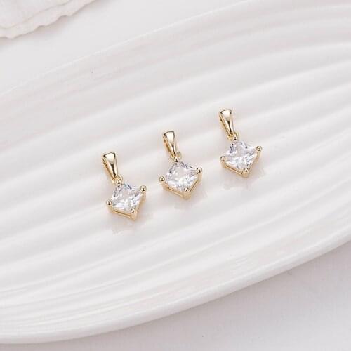 16.5x9.5MM 14K Gold Color Brass and Zircon rhombus Shape Charms Pendants Jewelry Making Supplies Diy Findings Accessories