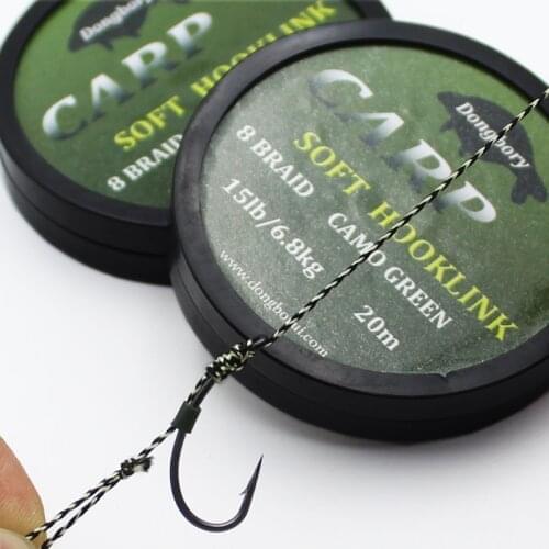 2PCS 8 Strand Braided Fishing Line Hook Link Carp Rig Wire Hooklink Camoflage Hook Line 15/25/35LB Carp Fishing Hook Rigs Tackle