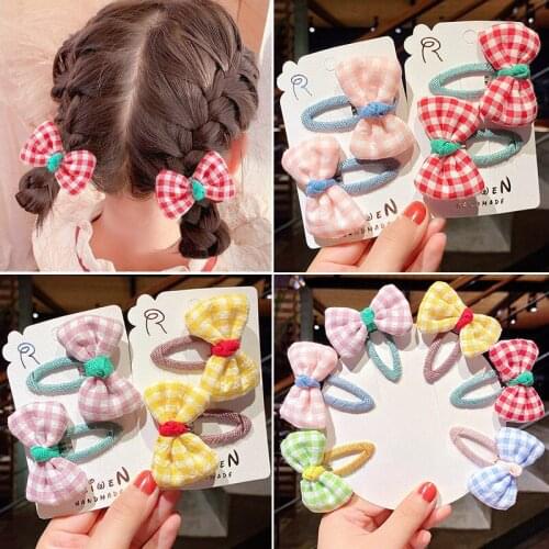 2Pcs Bow Flowers Hair clip Girl Cute Hair bands Hair Accessories Handmade cloth Headwear Hairpins Cartoon Hairpin Headdress Gift