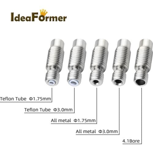 5pcs E3D V6 M6M7 Throat screw thread HOTEND Volcano Heat Break 22mm Thread for 1.75/3.0mm filament with/without Tfl tube