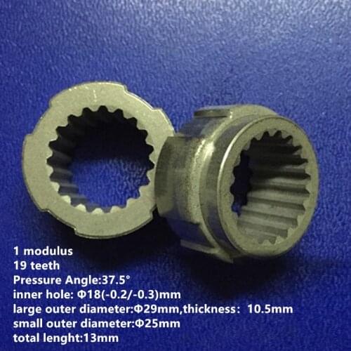 5pcs/lot High Accuracy Splined Sleeve 1 Modulus 19 Teeth Inner Bore 18mm for Motor Transfer Mechanical Torque