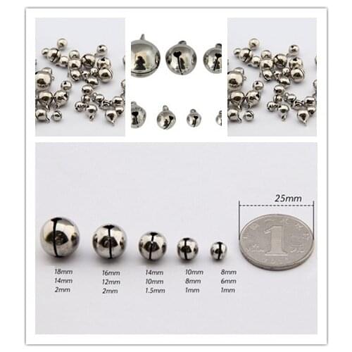 50pcs/lot 6/8/10mm Small Jingle Bells Coppe New Year Festival Jewelry Pendant Metal Fit Christmas Decor 3Sizes