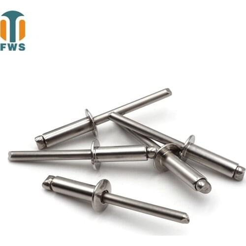 50 PCS M4 M5 8-12mm DIN EN ISO 15983 GB /T 12618.4 Stainless Steel Open End Blind Rivets Pop Rivets With Protruding Head