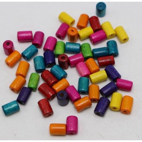 500 Mixed Color 4X8mm Tube Wood Beads~Wooden