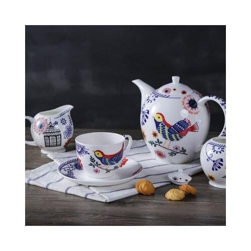 English Afternoon Tea Set Bone China Coffee Pot Cup And Saucer Black Tea Cup Soup Bowl Coffee Set Drinkware Free Shipping