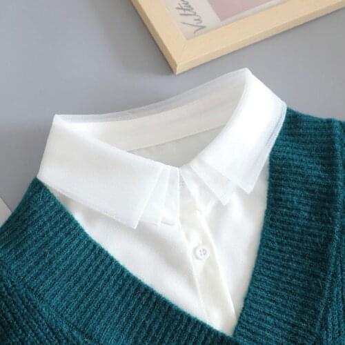 White Fake Collar Women Detachable Collars Black Chiffon False Collars Woman Decoration Tie Lapel Collar Clothes Accessorie