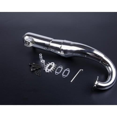 Side Mount Chrome Steel Hi Performance Tuned Pipe with Silencer Fits HPI Baja 5B 5T SS King Motor
