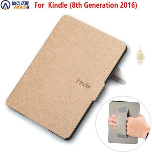 Cover case for Kindle 8 2016 E-reader PU leather case for amazon kindle 8th generation 2016 sleepcover with hand grap