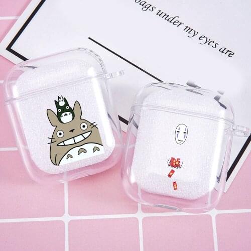 GYKZ Cartoon Totoro Spirited Away Earphone Case For Airpods 2 1 Soft Silicone Clear Protective Cover Japan Anime Charging Box
