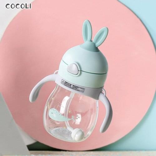 Baby Straw Feeding Cup Milk Thermos Portable Hot Cartoon Water Bottle Travel Mug Training Cup Learn Drinking Sippy Cup BPA Free