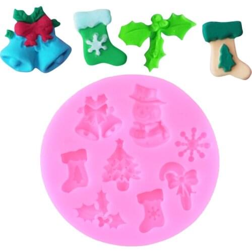 DIY Christmas Snowman Shape Fondant Silicone Mold Kitchen Baking Chocolate Pastry Candy Clay Making Cupcake Decoration Tools