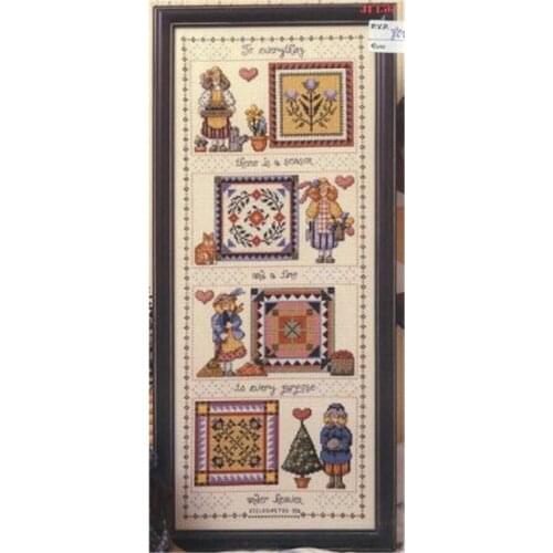 European Magazine Style Cross Stitch Girls Four Seasons Cross Stitch In LInen Color 11CT Printed Fabric Kit Embroidery Material