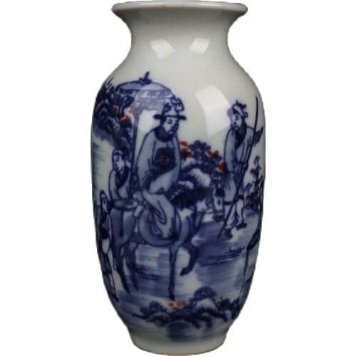 White gourd bottle with blue and white figures