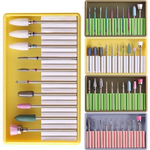 10PCS/Set Quartz Nail Drill Bits Electric Polisher Milling Cutter Manicure Machine Cuticle Cleaner Mill Manicure Nail Art Beauty