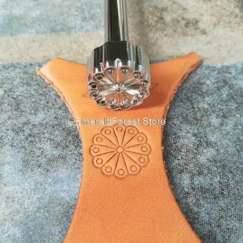 Leather carving printing tools DIY handmade round polka dot flower core steel carving pattern tool leather art imprint