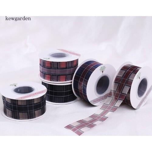 Kewgarden Plaid Voile Ribbon DIY Hair Bow Accessories Satin Ribbons 1.5" 38mm Handmade Tape Packing Webbing 20 Yards
