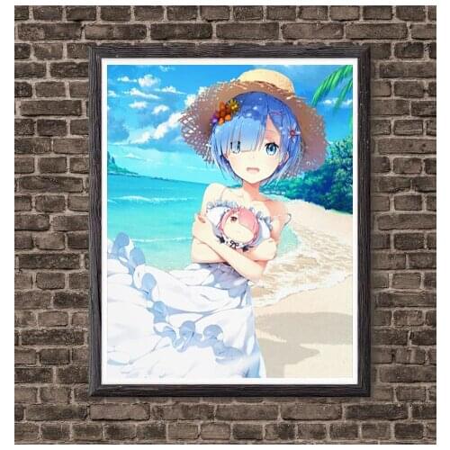 Colorful Digital Anime Picture Re.Zero Rem Lovely Maid Wall Decor Canvas Art Prints Poster,8 x 10 Inches,Ready To Hang
