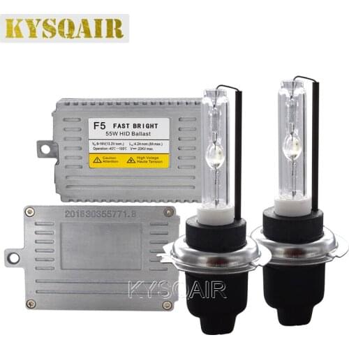 KYSQAIR AC 55W Fast Bright HID Xenon Kit Cnlight H1 H7 H11 HB3 HB4 D2H Auto Lamp Bulb 4300K-8000K 12V DLT F5 Slim HID Bllast