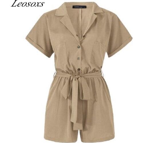 Summer ladies jumpsuit belt short-sleeved small suit shorts simple top Small jacket2021 body repair Korean version casual jacket