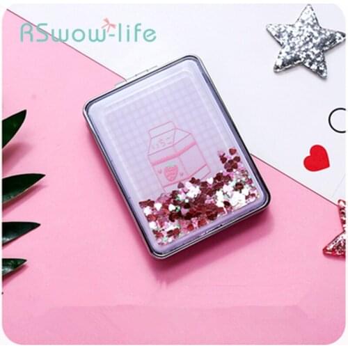 Small Double-sided Silver Mirror Portable Makeup Mirror Cute Folding Handheld Mirror Magnifying Mirror Small Vanity