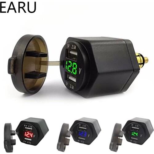 Metal Motorcycle Short Head New Double Usb Interface 5V 4.2A Voltage Meter Voltmeter Display Car Charger