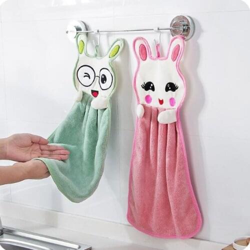 Microfiber Cute Cartoon Towel Kitchen Hanging Hand Towel 2 PCS/Lot Household Thickening Absorbent Bowl Wash Cleaning Cloth