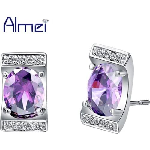 Fashion Stud Earrings Women High-grade atmosphere Silver Color Earring Micro Pave Cubic Zirconia WomenS Day Gift Ulove R202