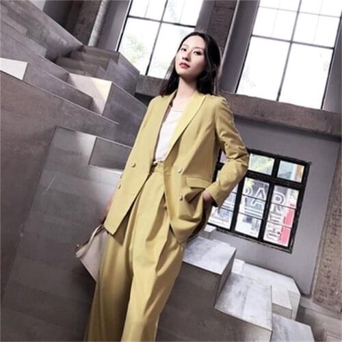 Fashion small suit suit female casual 19 spring / summer New version of the British wind loose suit casual Two-piece suit women