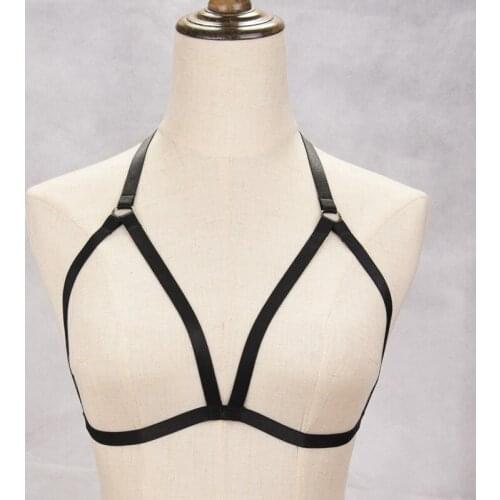 Fashion Sexy Lingerie Bondage Bra Body Harness Cage Belt Soft Adjust Harness Rave Wear Bondage Bra Goth Body Harness Cage Bra