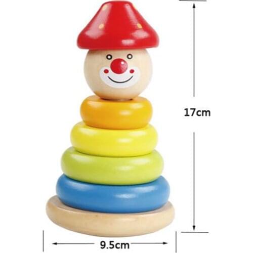 Montessori Mushroom head Tower Rings Wooden clown Baby Toy Blocks Math Toys Early Childhood Education Kids Toys