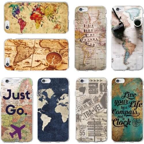 World Map Travel Soft Clear Phone Case Cover For iPhone 11 Pro 12Mini 8 Plus XS Max
