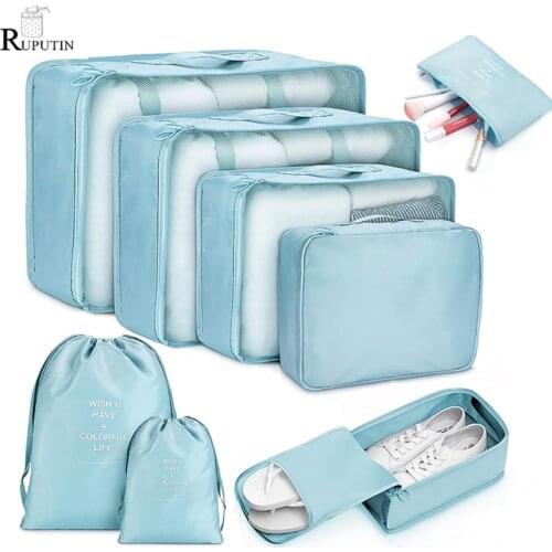 8 pieces Set Travel Organizer Storage Bags Suitcase Packing Set Storage Cases Portable Luggage Organizer Clothes Shoe Tidy Pouch
