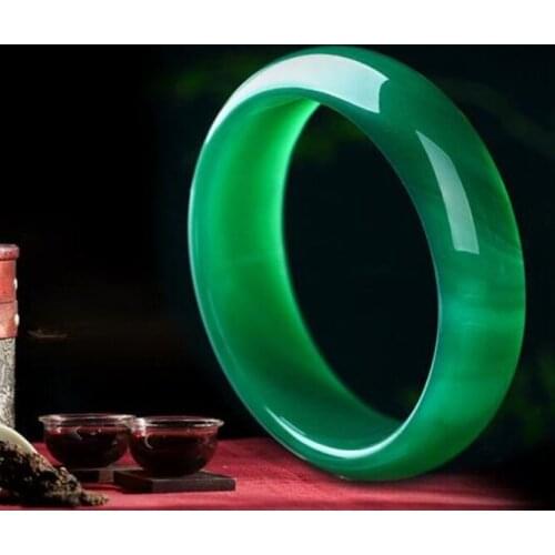 Natural green bangle bracelet agate BEAUTIFUL sweet women charm chalcedony bangle bracelet luck 58-62MM